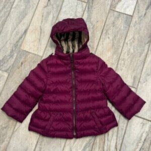 Burberry girls Toddler size 12 months Plum Down Winter Puffer coat Retails $450.